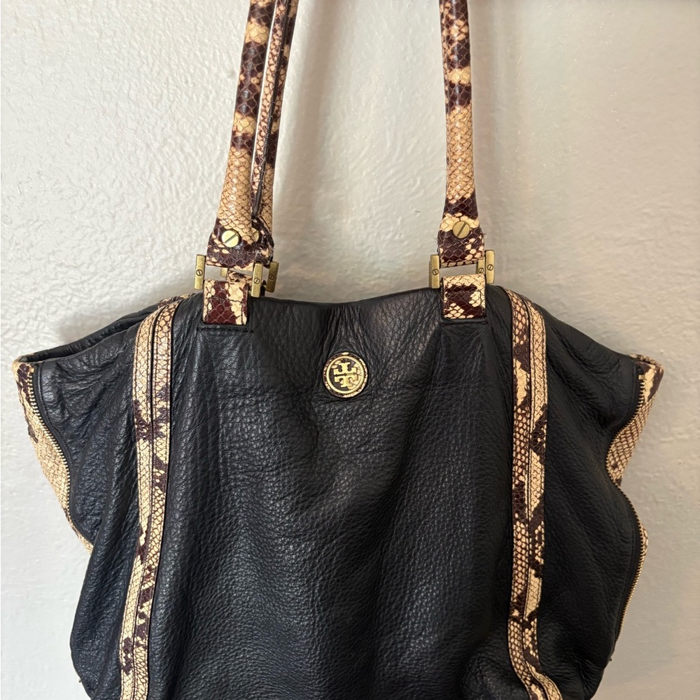 Tory Burch Black and Tan Shoulder Bag